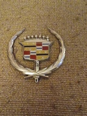 Cadillac Chrome Emblem Badge - Silver with Red/Blue/Gold Accents